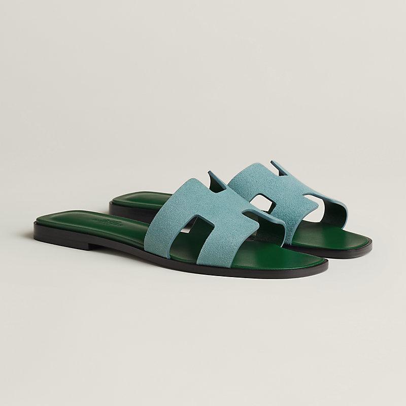 Giày Hermes Oran Sandal Nữ Xanh Lá Xanh Dương